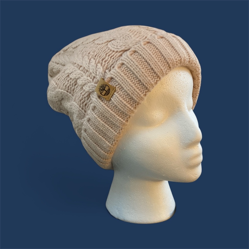 Timberland Cable Knit Beanie Pale Pink OS EUC